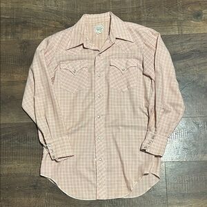 Men's Pink Checkered Pearl snap Button Down Shirt